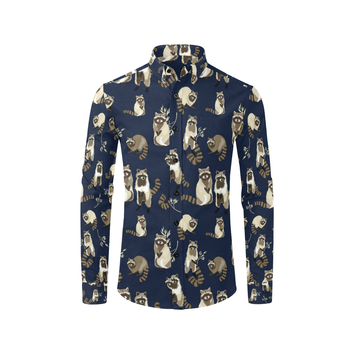 Raccoon Pattern Print Design A06 Men's Long Sleeve Shirt