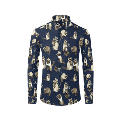 Raccoon Pattern Print Design A06 Men's Long Sleeve Shirt