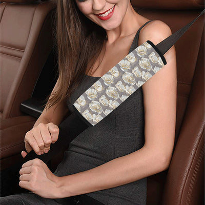 Elegant Grey Flower Print Car Seat Belt Cover