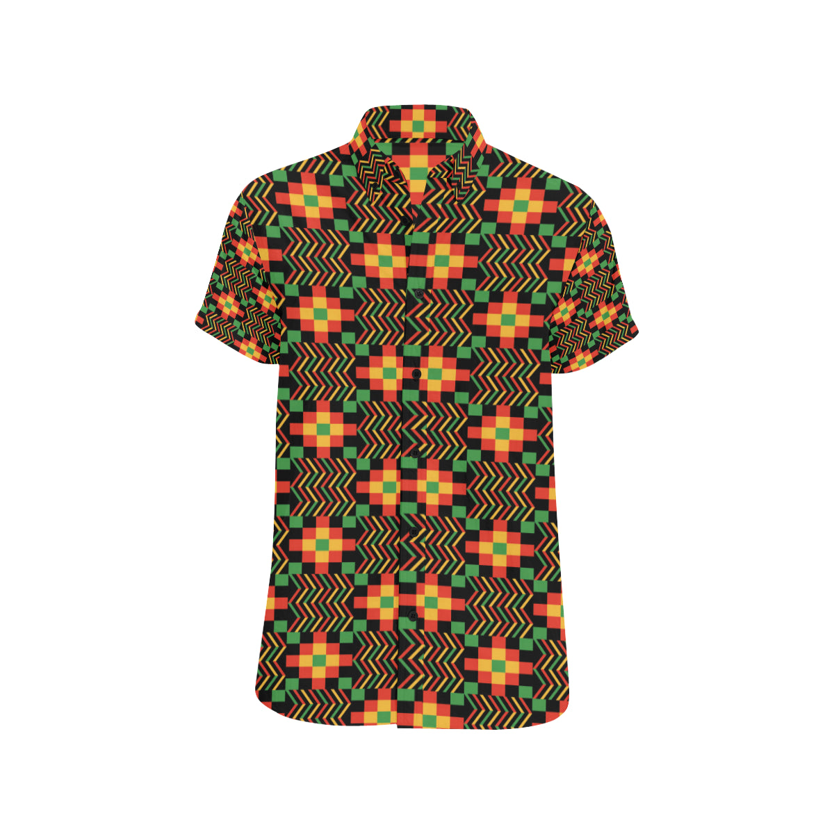 Kente Pattern Print Design 01 Men's Short Sleeve Button Up Shirt