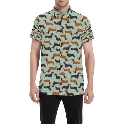 Dachshund Cute Print Pattern Men's Short Sleeve Button Up Shirt