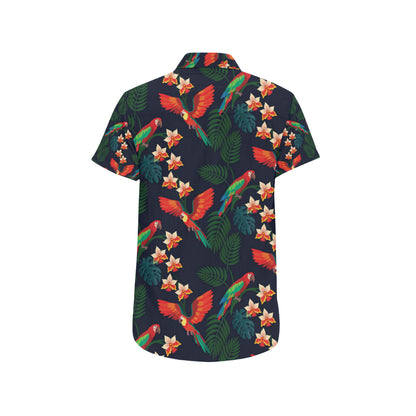 Macaw Pattern Print Design 02 Men's Short Sleeve Button Up Shirt
