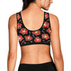 Red Hibiscus Pattern Print Design HB021 Sports Bra