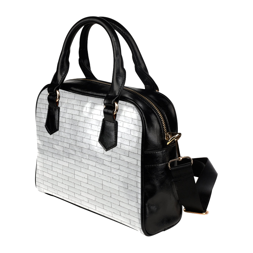 Brick White Pattern Print Design 03 Shoulder Handbag