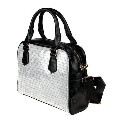 Brick White Pattern Print Design 03 Shoulder Handbag