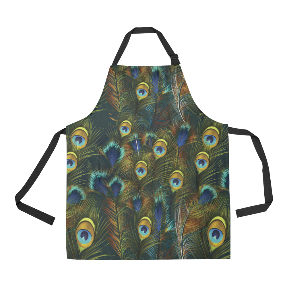 Peacock Feather Pattern Print Design A03 Apron with Pocket