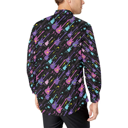 Electric Guitar Pattern Print Design 02 Men's Long Sleeve Shirt
