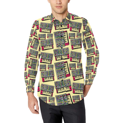 Synthesizer Pattern Print Design 01 Men's Long Sleeve Shirt