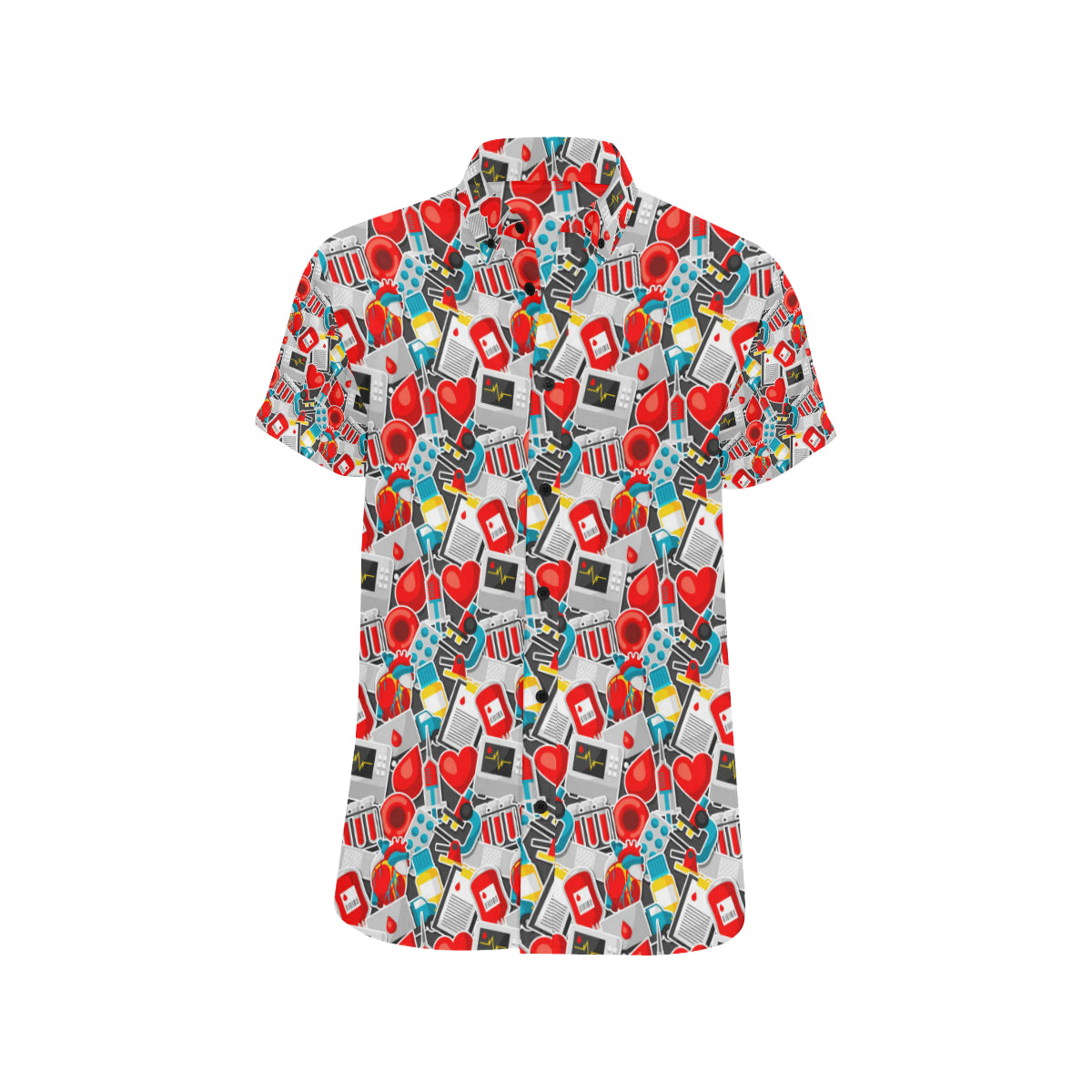 Phlebotomist Medical Themed Men's Short Sleeve Button Up Shirt