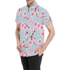 Cherry Blossom Pattern Print Design CB04 Men's Short Sleeve Button Up Shirt