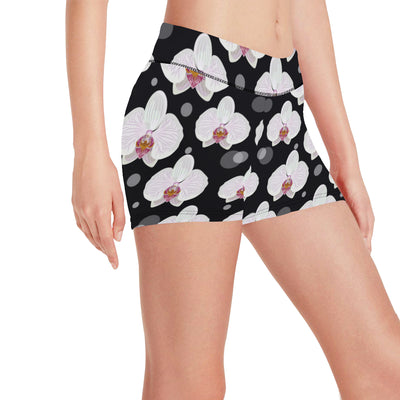 Orchid White Pattern Print Design OR09 Yoga Shorts