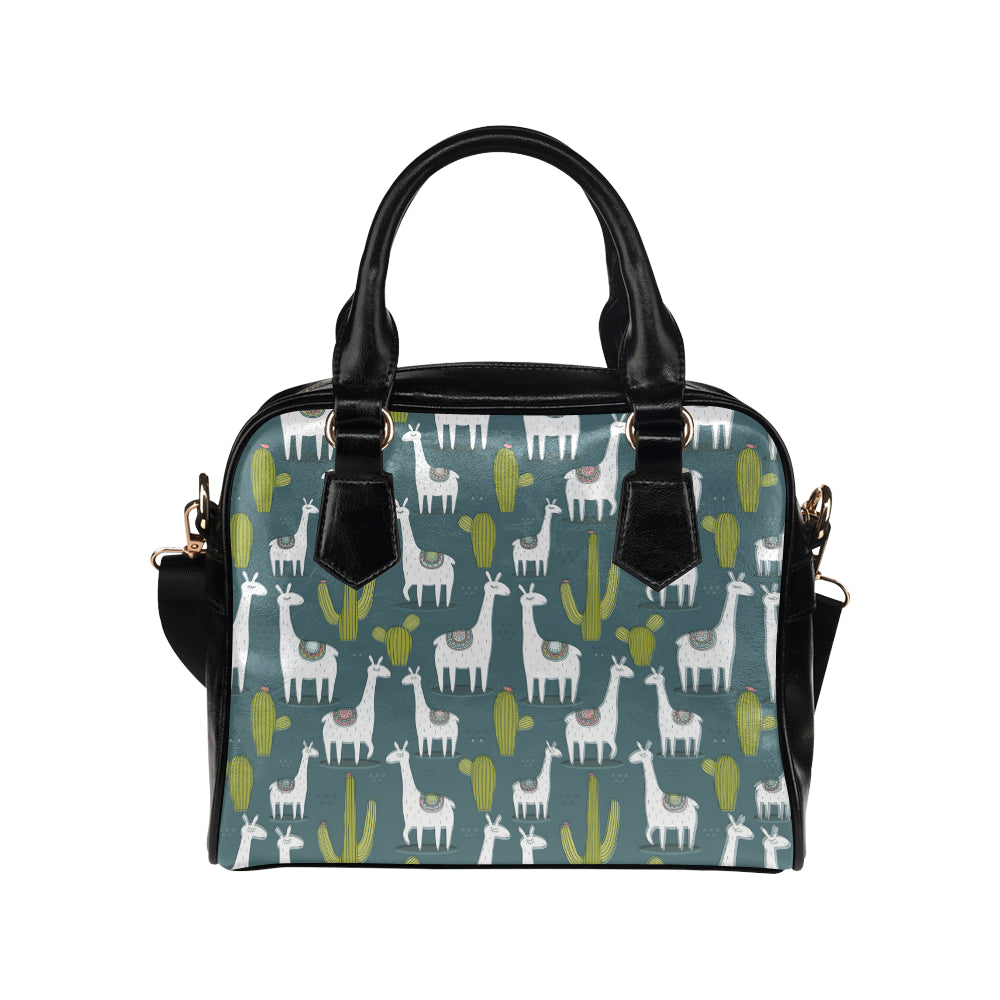 Llama Cactus Pattern Print Design 03 Shoulder Handbag