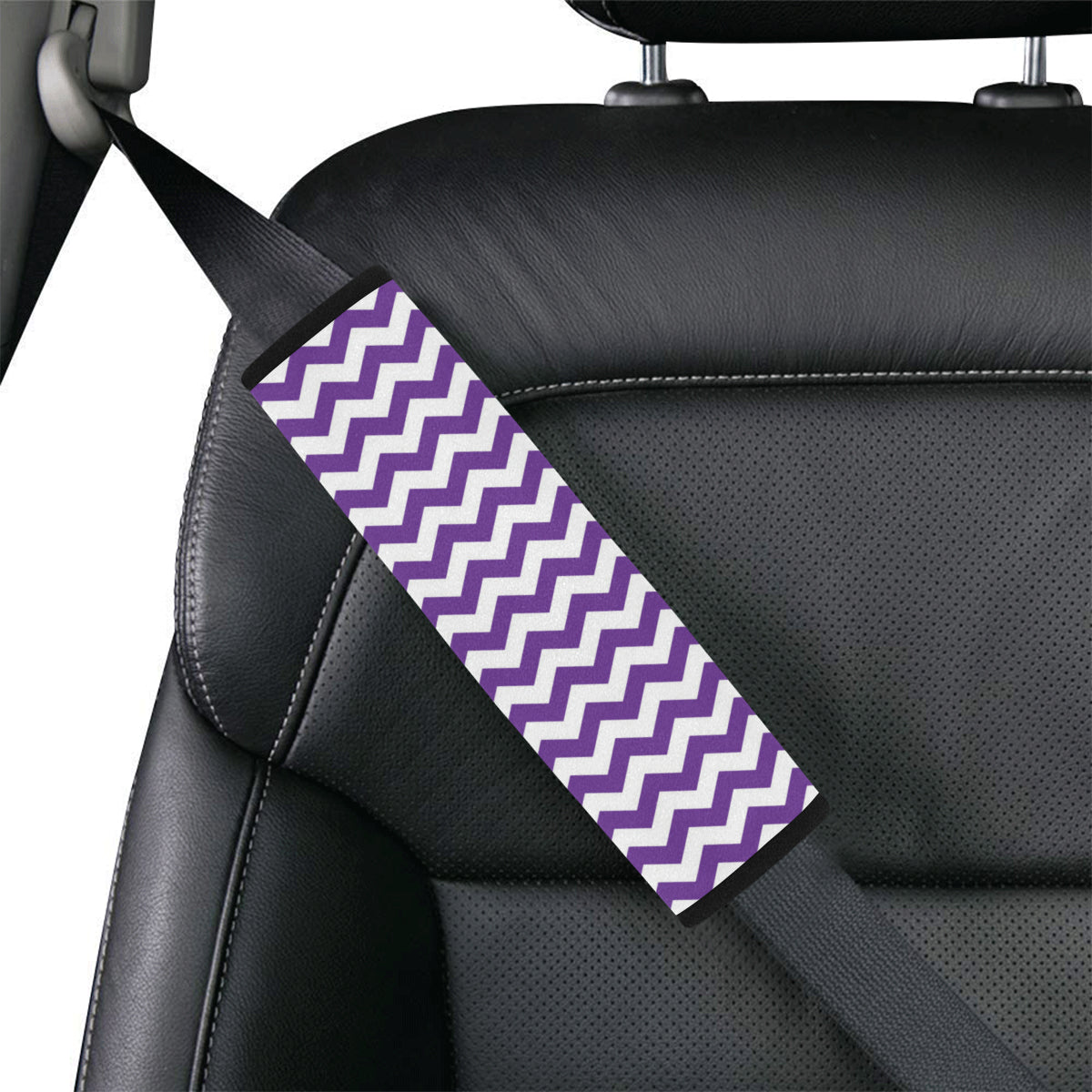 Chevron Purple Pattern Print Design 03 Car Seat Belt Cover