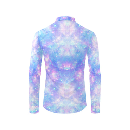 Galaxy Stardust Pastel Color Print Men's Long Sleeve Shirt