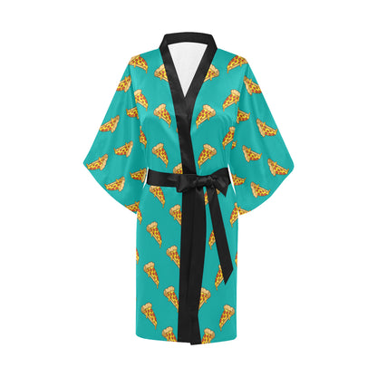 Pizza Pattern Print Design A03 Women's Short Kimono