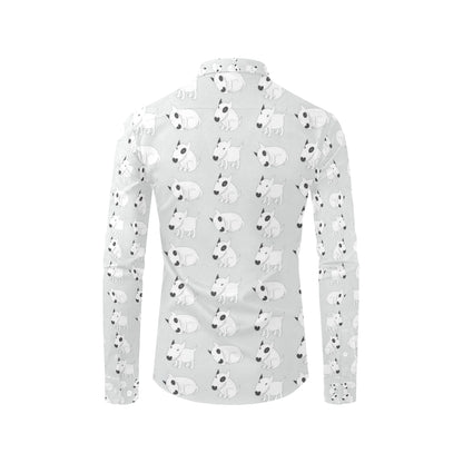 Bull Terrier hand draw Print Pattern Men's Long Sleeve Shirt