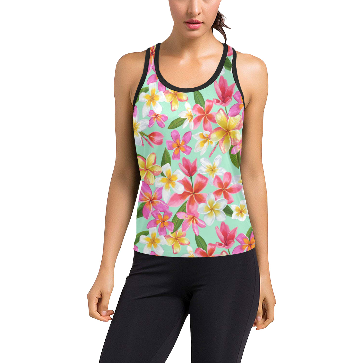 Plumeria Pattern Print Design PM014 Women's Racerback Tank Top