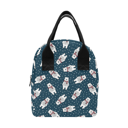 Polar Bear Pattern Print Design PB05 Insulated Lunch Bag