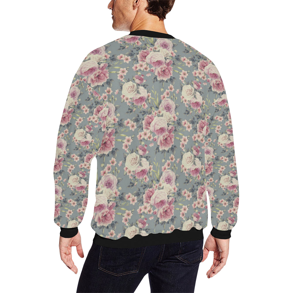 Peony Pattern Print Design PE05 Men Long Sleeve Sweatshirt