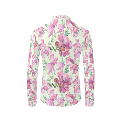 Peony Pattern Print Design PE011 Men's Long Sleeve Shirt