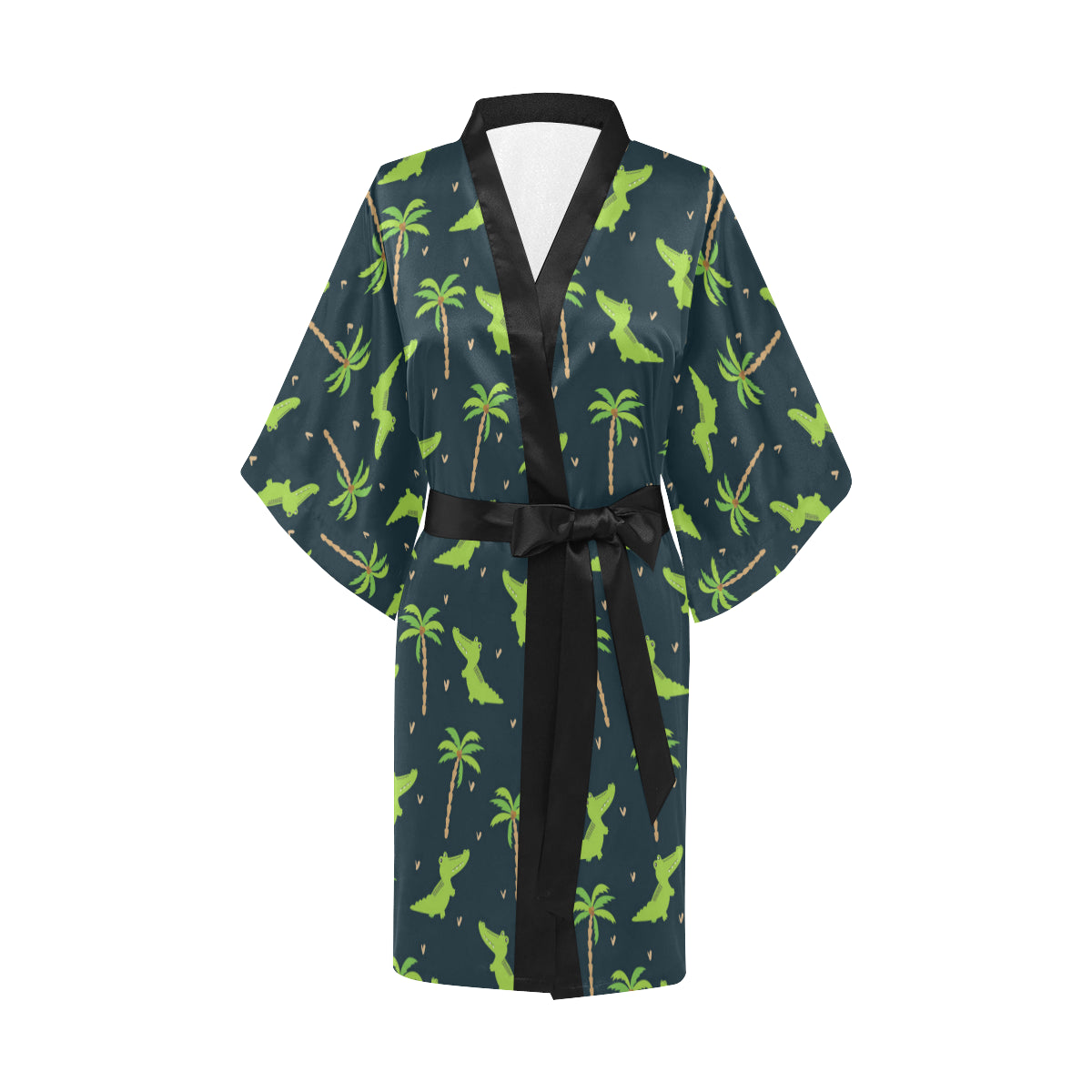 Alligator Pattern Print Design 02 Women's Short Kimono