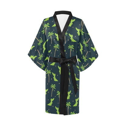 Alligator Pattern Print Design 02 Women's Short Kimono