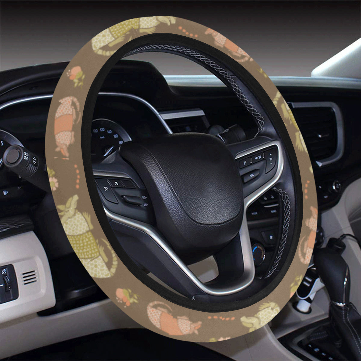 Armadillo Pattern Print Design 04 Steering Wheel Cover with Elastic Edge