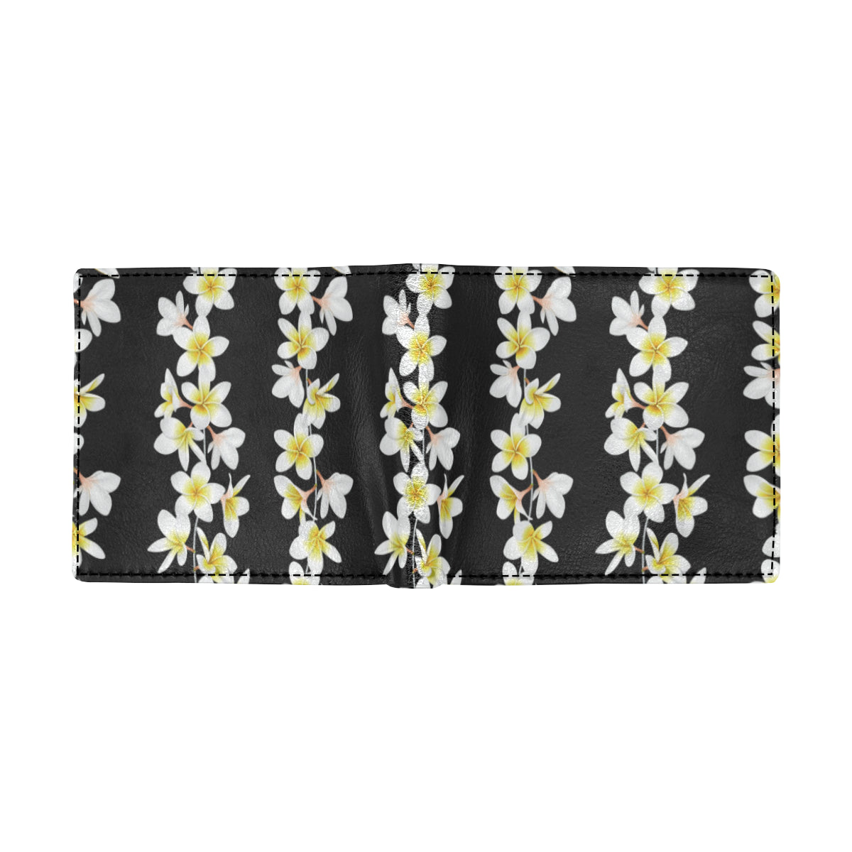 White Plumeria Pattern Print Design PM08 Men's ID Card Wallet