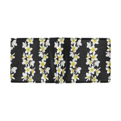 White Plumeria Pattern Print Design PM08 Men's ID Card Wallet