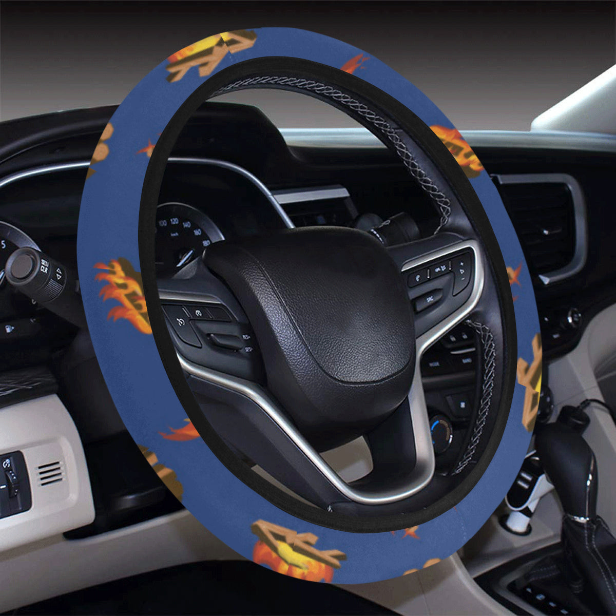 Campfire Pattern Print Design 03 Steering Wheel Cover with Elastic Edge