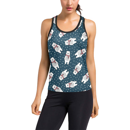 Polar Bear Pattern Print Design PB05 Women's Racerback Tank Top