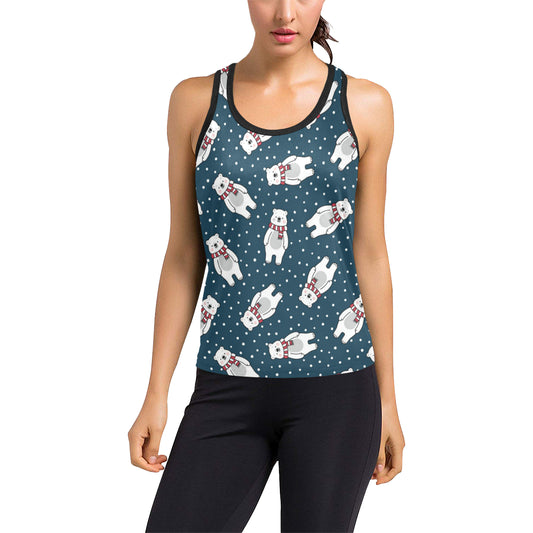 Polar Bear Pattern Print Design PB05 Women's Racerback Tank Top