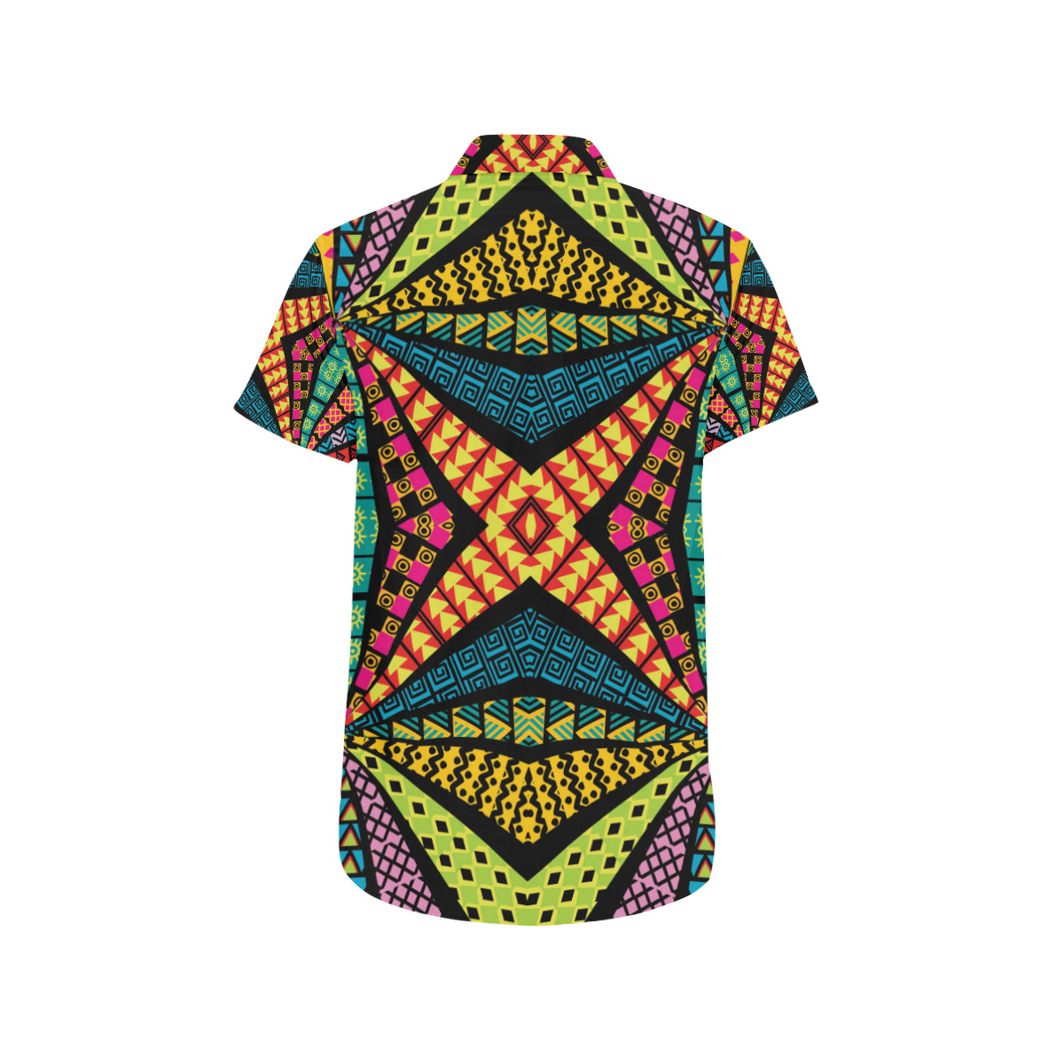 Kaleidoscope Pattern Print Design 05 Men's Short Sleeve Button Up Shirt