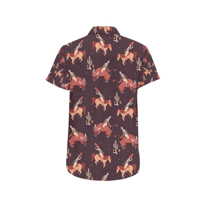 Rodeo Pattern Print Design A01 Men's Short Sleeve Button Up Shirt