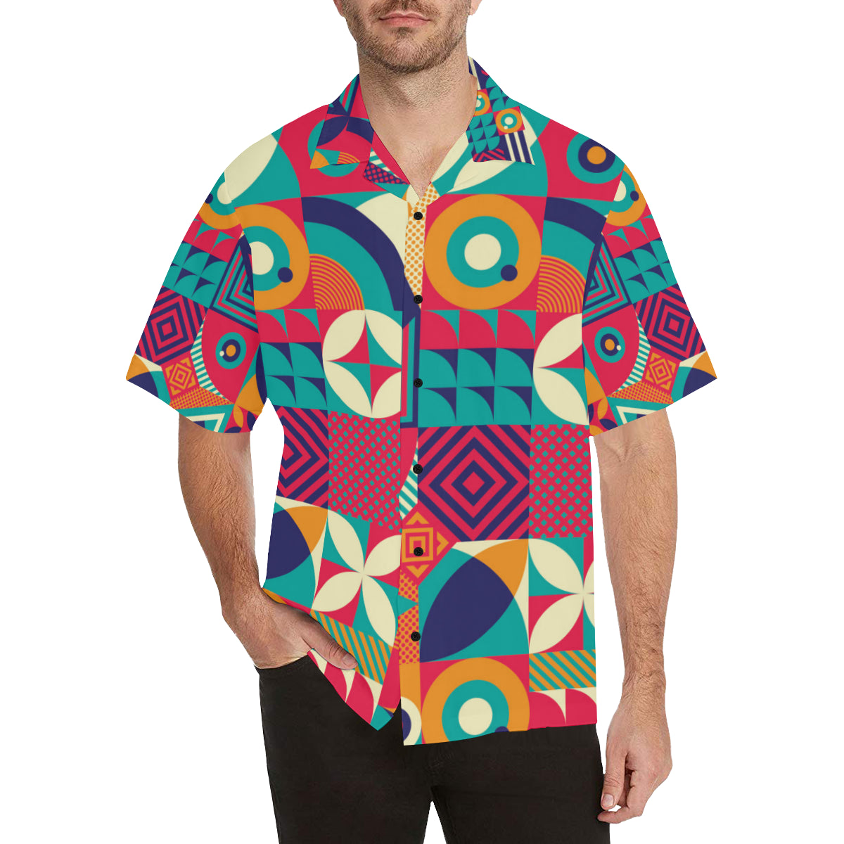 Mosaic Pattern Print Design 03 Men's Hawaiian Shirt