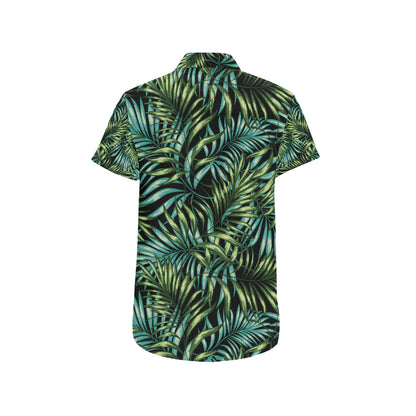 Tropical Flower Pattern Print Design TF08 Men's Short Sleeve Button Up Shirt