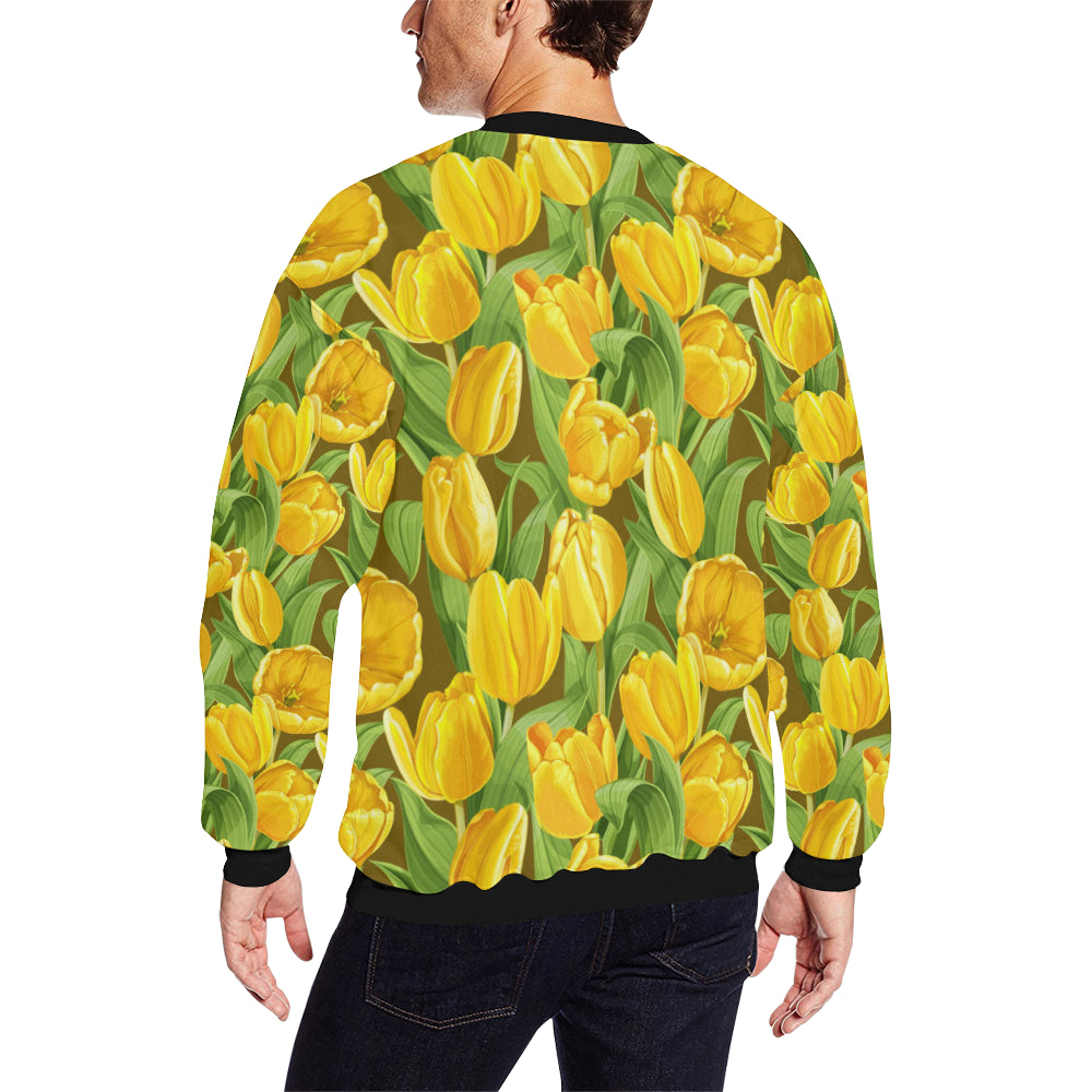Tulip Yellow Pattern Print Design TP010 Men Long Sleeve Sweatshirt