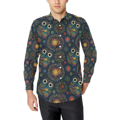 Owl Boho Style Pattern Print Design A04 Men's Long Sleeve Shirt