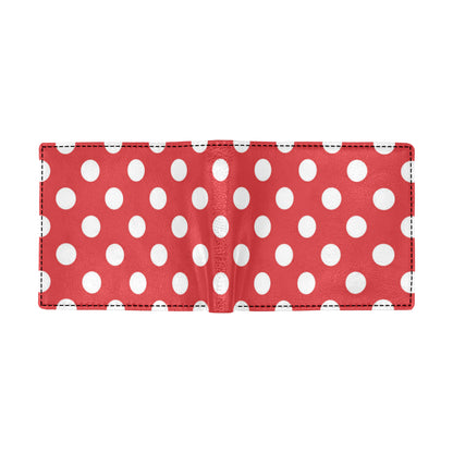 Polka Dot Red Pattern Print Design 04 Men's ID Card Wallet