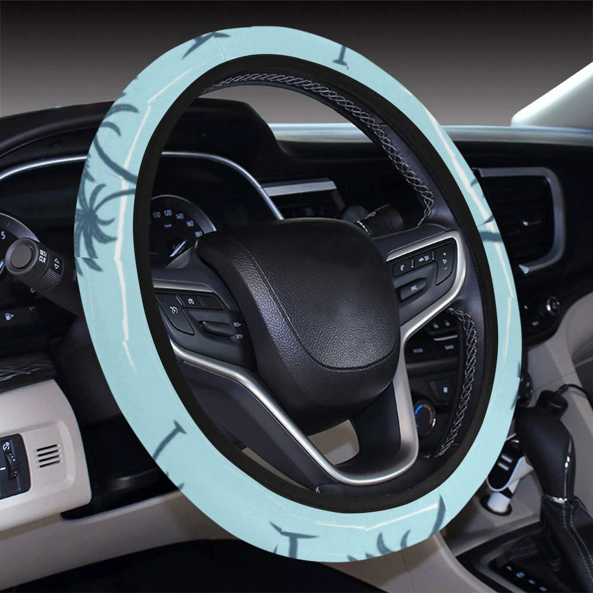 Palm Tree Pattern Print Design PT04 Steering Wheel Cover with Elastic Edge