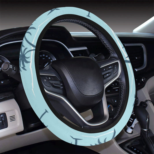 Palm Tree Pattern Print Design PT04 Steering Wheel Cover with Elastic Edge