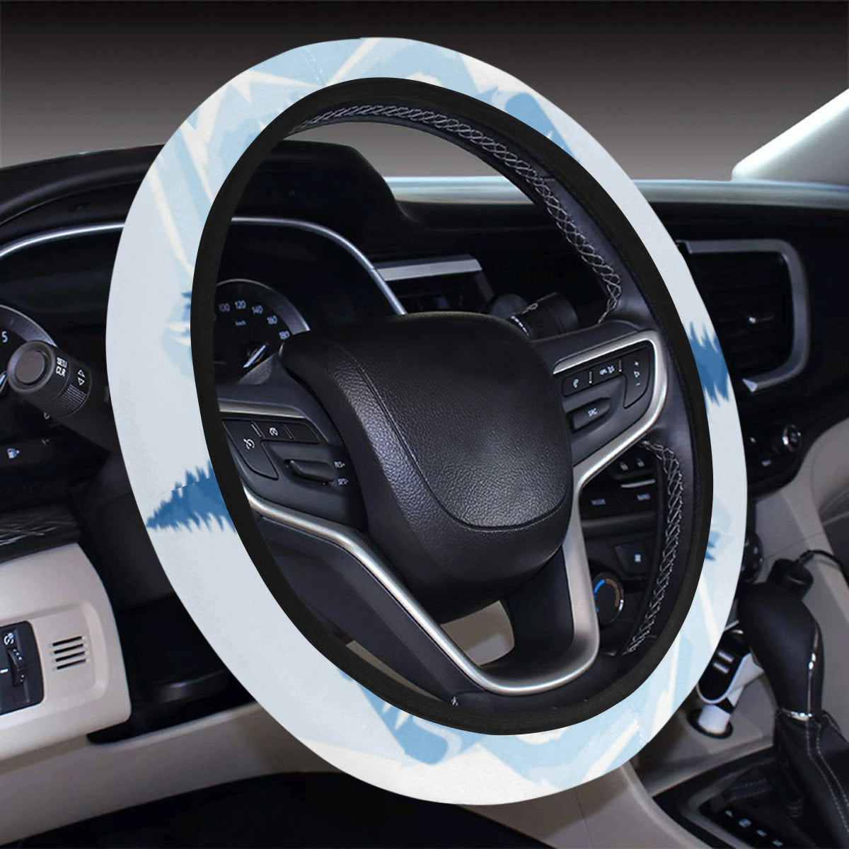 Mountain Pattern Print Design 03 Steering Wheel Cover with Elastic Edge