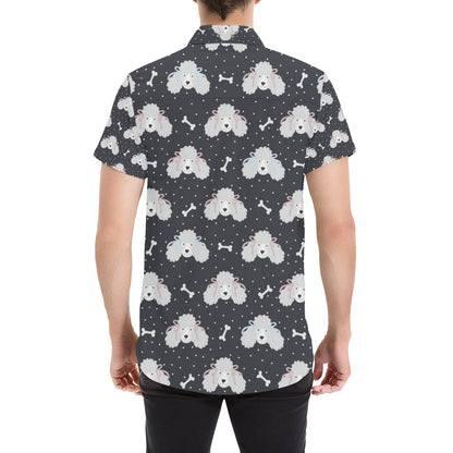 Poodle Pattern Print Design A03 Men's Short Sleeve Button Up Shirt