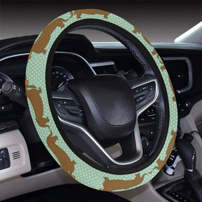 Dachshund Pattern Print Design 02 Steering Wheel Cover with Elastic Edge