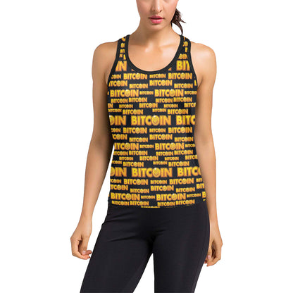 Bitcoin Pattern Print Design DO03 Women's Racerback Tank Top