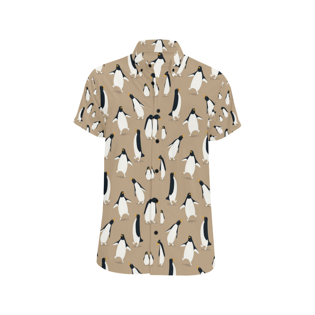 Penguin Pattern Print Design A01 Men's Short Sleeve Button Up Shirt
