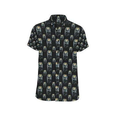 Angel with Wings Cute Design Print Men's Short Sleeve Button Up Shirt