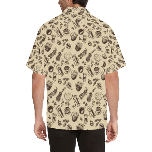 Coffee Pattern Print Design 05 Men's Hawaiian Shirt