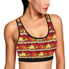 Hawaiian Tropical Sunset Hibiscus Print Sports Bra