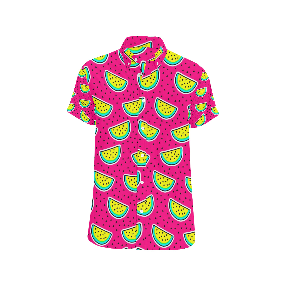 Watermelon Pattern Print Design WM04 Men's Short Sleeve Button Up Shirt